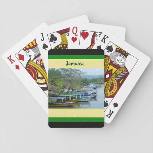 Jamaica Negril Photo Long Boats Flag Colors Playing Cards