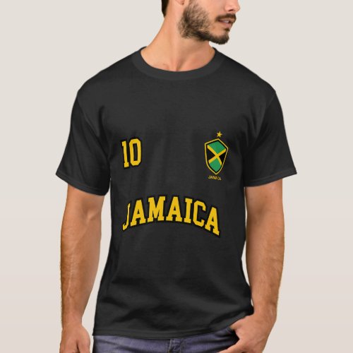 Jamaica Number 10 Soccer Team Sports Jamaican Flag T_Shirt