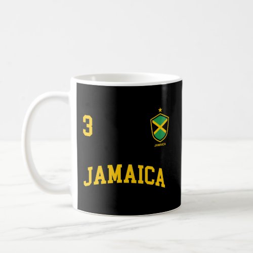 Jamaica Number 3 Soccer Team Sports Jamaican Flag Coffee Mug