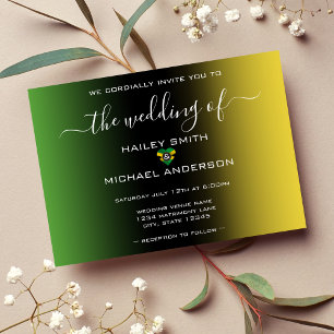 Jamaica Ombre Jamaican Flag Heart Photo Wedding Invitation