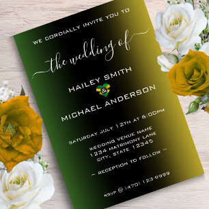 Jamaica Ombre Jamaican Flag Heart Photo Wedding Invitation