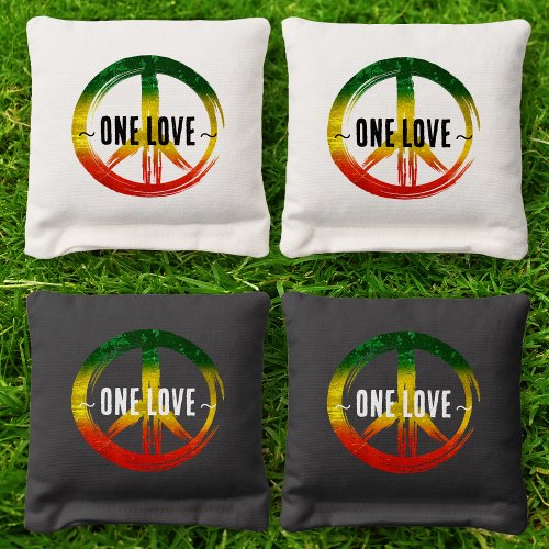 Jamaica One Love Rasta Color Peace Symbol Jamaican Cornhole Bags