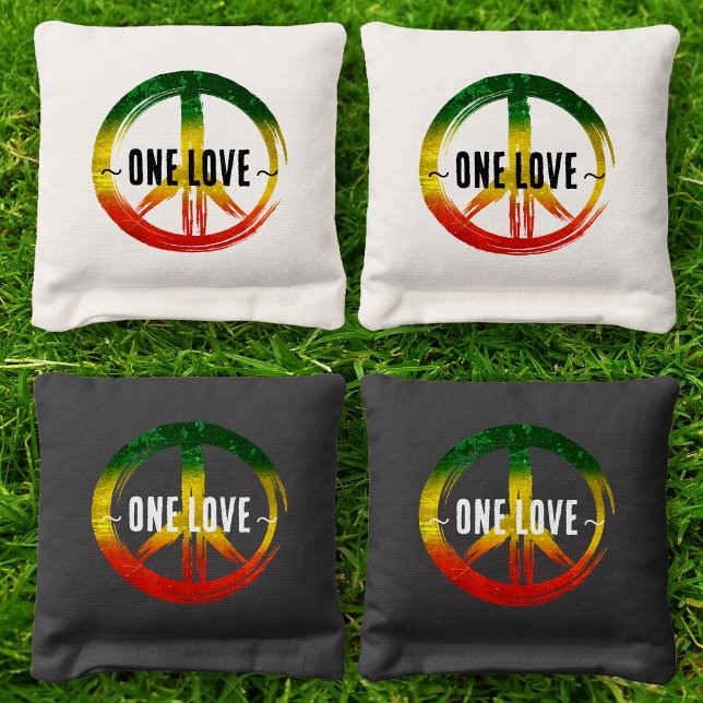Jamaica One Love Rasta Color Peace Symbol Jamaican Cornhole Bags (Jamaica One Love Rasta Color Peace Symbol Jamaican Cornhole Bags)
