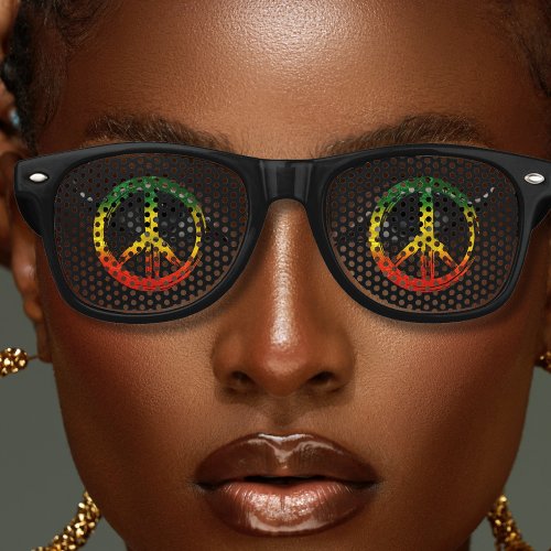 Jamaica One Love Rasta Color Peace Symbol Jamaican Retro Sunglasses