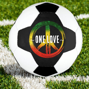 Jamaica One Love Rasta Color Peace Symbol Jamaican Soccer Ball