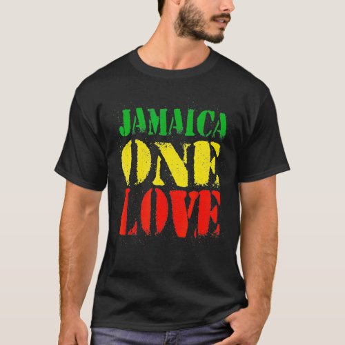 Jamaica One Love  Rasta Flag Colors Reggae T_Shirt