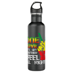 Jamaica One Love Reggae Caribbean Music Pride Flag Stainless Steel Water Bottle
