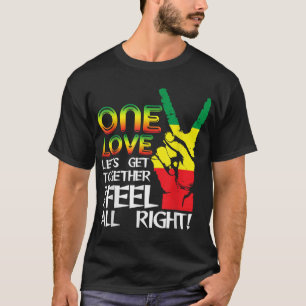 Jamaica One Love Reggae Caribbean Music Pride Flag T-Shirt