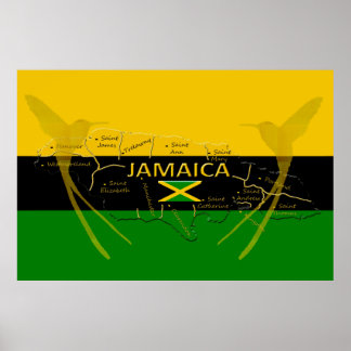 Jamaica Parishes Color HummingBird Poster any size