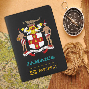 Jamaica Passport, Jamaican coat of Arms, flag Passport Holder