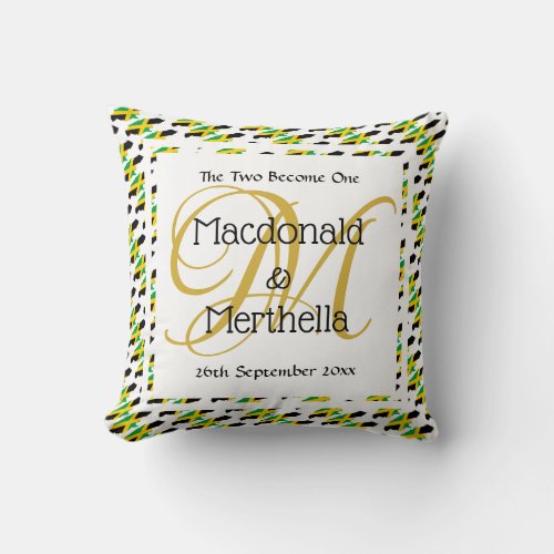JAMAICA  Personalized  Monogram Wedding Keepsake Throw Pillow