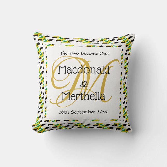 JAMAICA | Personalized | Monogram Wedding Keepsake Throw Pillow (Front)