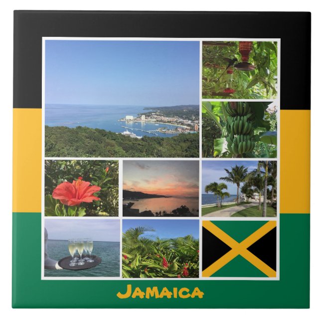 Jamaica Photo Collage Ceramic Tile (Front)