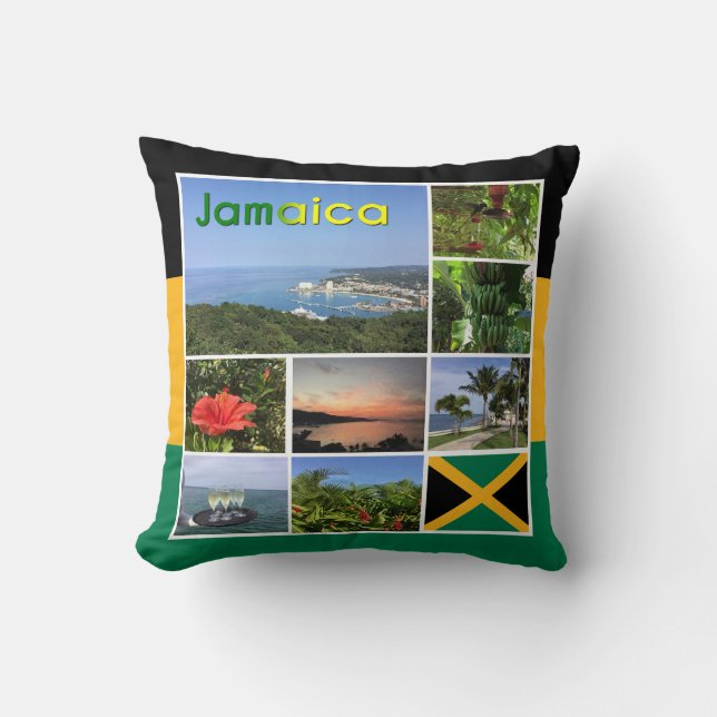 Jamaica Photo Collage Throw Pillow (Front)