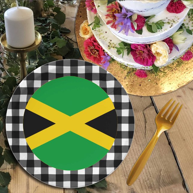 Jamaica Plate, buffalo plaid & Jamaican Flag Paper Plates (Creator Uploaded)
