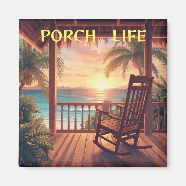 Jamaica porch life sunset magnet (Front)