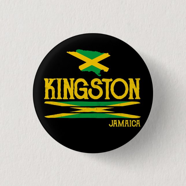 Jamaica Proud Jamaicans Rasta Reggae Kingston Button (Front)