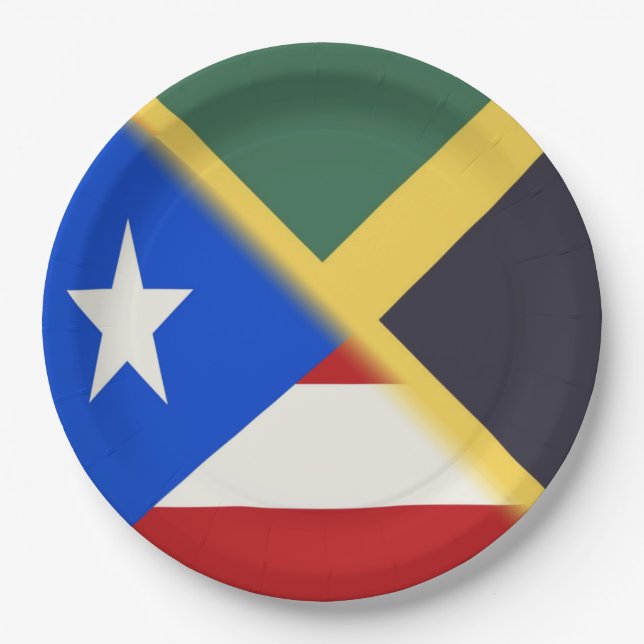 Jamaica Puerto Rico Flag | Jamaican PR Flag Paper Plates (Front)