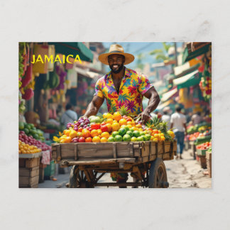 Jamaica push cart postcard
