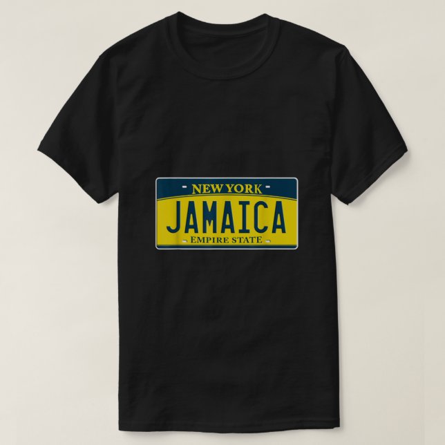 Jamaica Queens NY New York Neighborhood License Pl T-Shirt (Design Front)