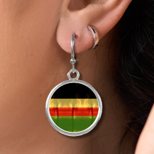 Jamaica Rasta Caribbean Island Beach Palm Tree Earrings