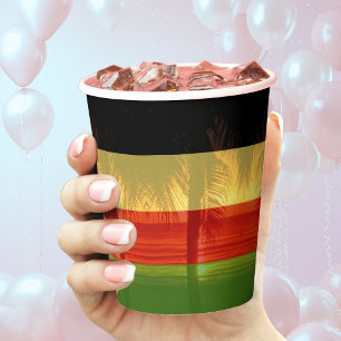 Jamaica Rasta Caribbean Island Beach Palm Tree Paper Cups