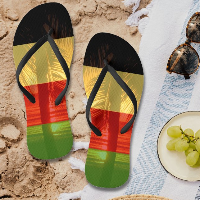 Jamaica Rasta Colors Caribbean Island Beach Flip Flops (Jamaica Rasta Colors Caribbean Island Beach Flip Flops)