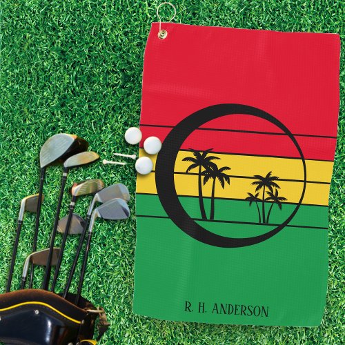 Jamaica Rasta Colors Island Palm Trees Jamaican Golf Towel