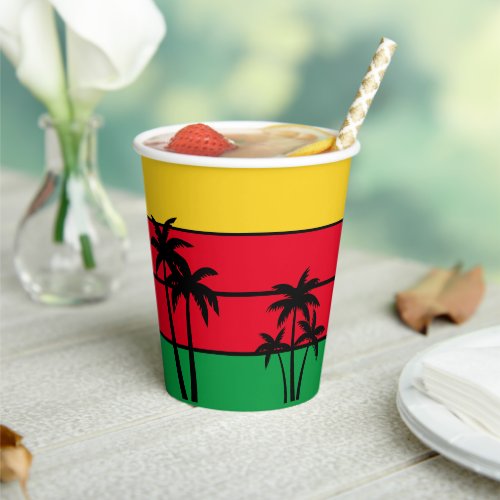 Jamaica Rasta Colors Island Palm Trees Jamaican Paper Cups