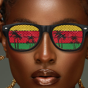 Jamaica Rasta Colors Island Palm Trees Jamaican Retro Sunglasses