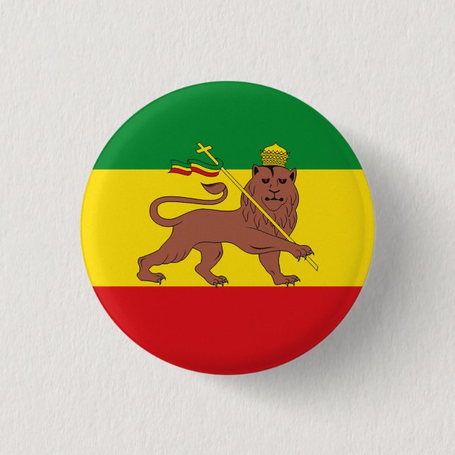 Jamaica Rasta Flag - hAILE sELASSIE I - Rasta Love Button (Front)
