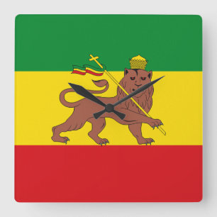 Jamaica Rasta Flag - hAILE sELASSIE I - Rasta Love Square Wall Clock