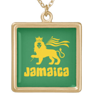 Jamaica Rasta Lion Gold Plated Necklace