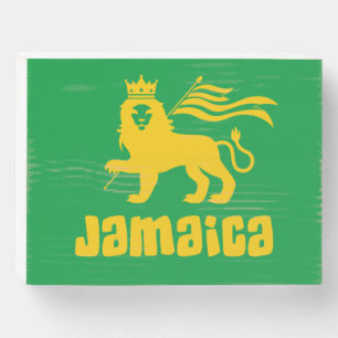 Jamaica Rasta Lion   Wooden Box Sign