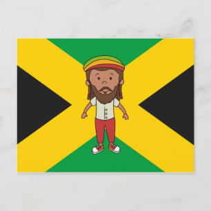 Jamaica Rasta Man Country Flag Postcard Gift Idea