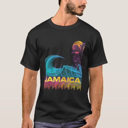 Jamaica  Retro 80s Style Vintage Vaporwave Surf T_Shirt