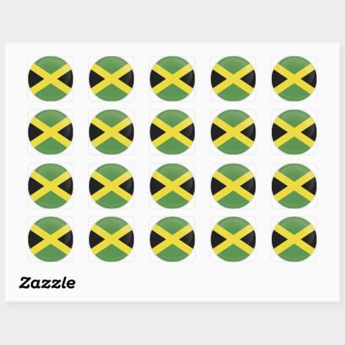 Jamaica  Round Icon Flag Square Sticker