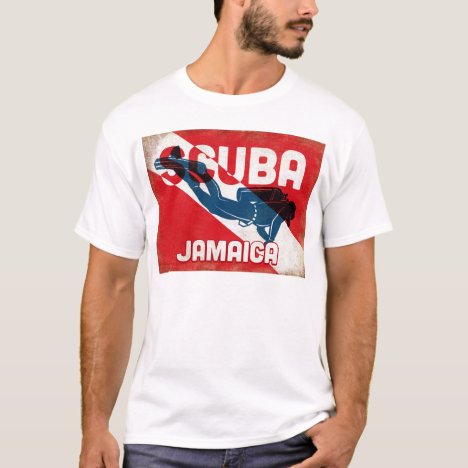 Jamaica Scuba Diver - Blue Retro T-Shirt