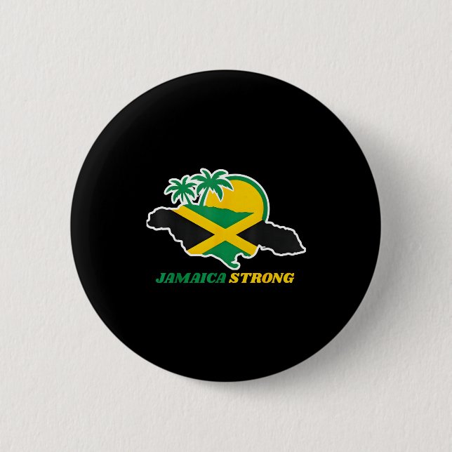 Jamaica Strong I Love Jamaican Flag Heart Women Me Button (Front)