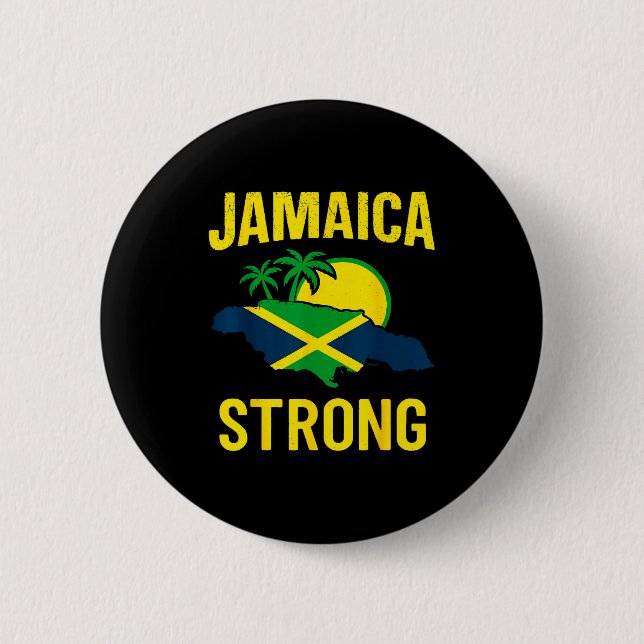 Jamaica Strong I Love Jamaican Flag Heart Women Me Button (Front)