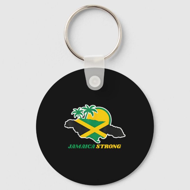 Jamaica Strong I Love Jamaican Flag Heart Women Me Keychain (Front)