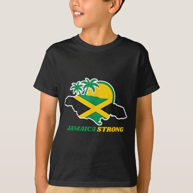 Jamaica Strong I Love Jamaican Flag Heart Women Me T-Shirt (Front)