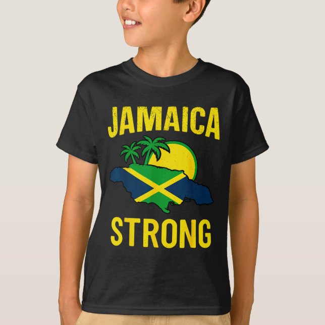 Jamaica Strong I Love Jamaican Flag Heart Women Me T-Shirt (Front)