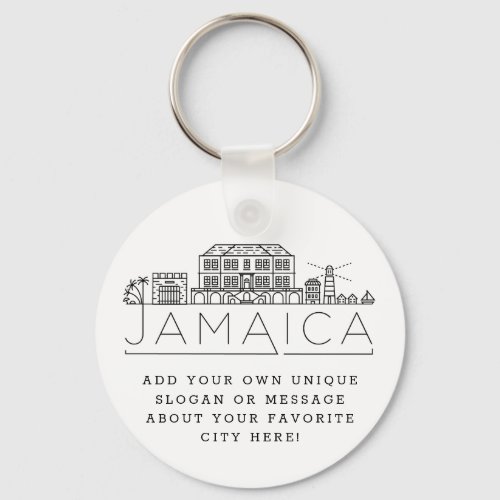 Jamaica Stylized Skyline Custom Slogan Keychain