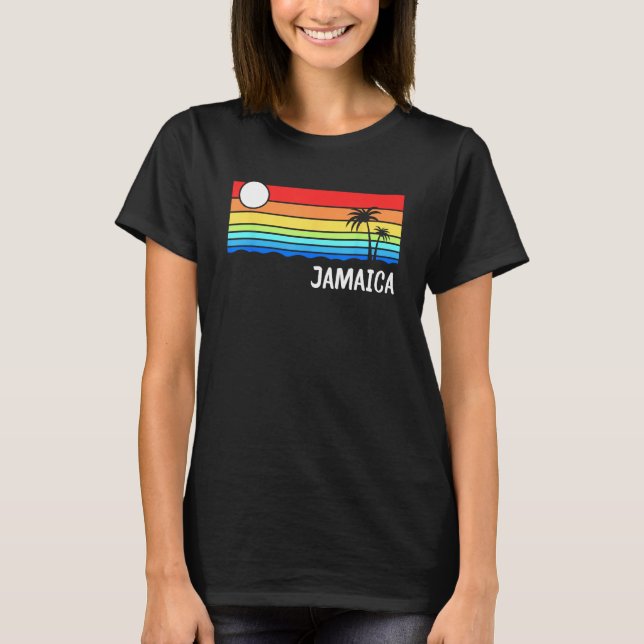 Jamaica Sunset Design Jamaican Island Vacation Jam T-Shirt (Front)