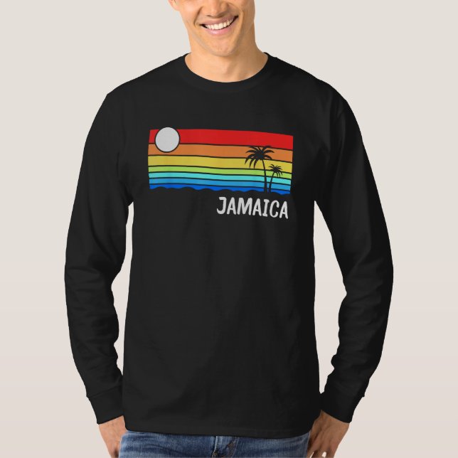 Jamaica Sunset Design Jamaican Island Vacation Jam T-Shirt (Front)