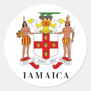 JAMAICA - symbol/coat of arms/flag/colors/emblem Classic Round Sticker