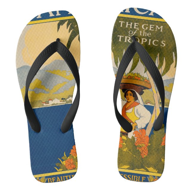 Jamaica, the gem of the tropics flip flops (Footbed)