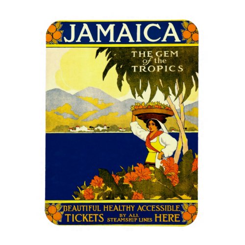 Jamaica the Gem of the Tropics Travel Poster 1910 Magnet