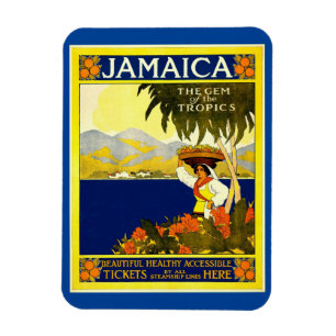 Jamaica, The Gem of the Tropics, Vintage Style Magnet